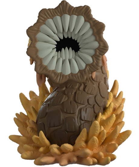 5-inch Youtooz Sandworm vinyl figurine from DUNE, showcasing detailed teeth and desert-themed packaging.