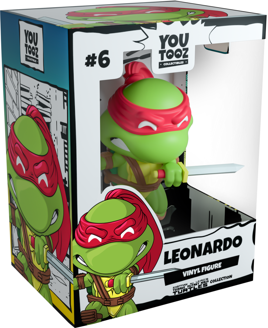 Youtooz Leonardo collectible figurine, 4.1 inches tall, in dynamic pose with katanas, captures TMNT essence beautifully.