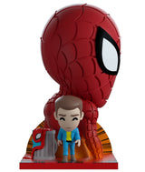 5-inch Youtooz collectible figurine of Spider-Man #50, showcasing vibrant colors and iconic comic moment against orange backdrop.