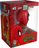 5-inch Youtooz collectible figurine of The Amazing Spider-Man #50, featuring Spider-Man against an orange backdrop.