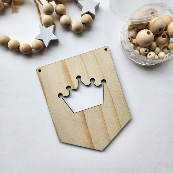 Eco-friendly Pine Bunting flags, 12.8cm long, showcasing natural wood grain for elegant indoor and outdoor decor.