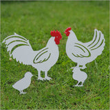 Garden Stakes Set - Chicken Family Freestanding Art