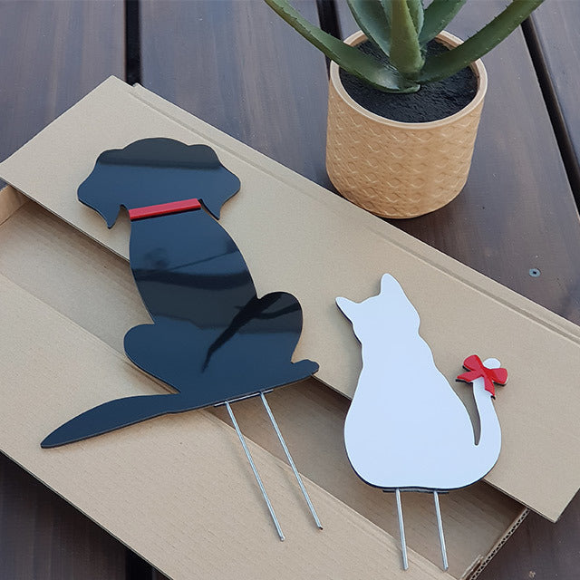 Garden Stakes Set -  Cat Dog Freestanding Art