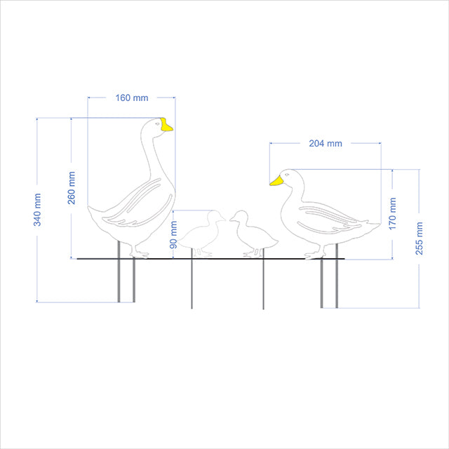 Garden Stakes Set - Duck Family Freestanding Art