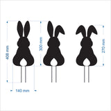 Garden Stakes Set - Bunny Trio Freestanding Art