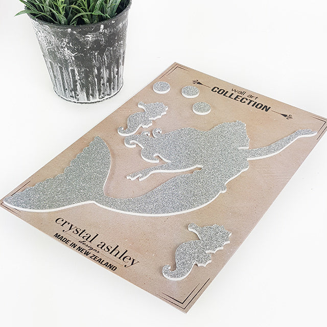 Wall Art - Mermaid  Seahorse Set ( Glitter Finish)