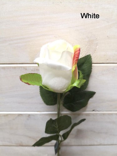 Single Artificial Cabbage Rose Stem (White)
