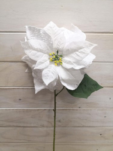 Artificial Poinsettia Stem - Large 23cm (White)