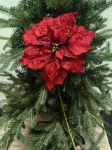 Artificial Velvet Poinsettia - Large 25cm (Red)