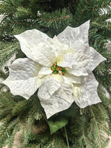 Artificial Velvet Poinsettia - Large 25cm (Cream)