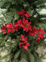 Artificial Mini Poinsettia Bush with Gold Glitter (Red)