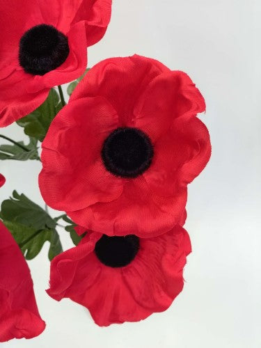 Artificial ANZAC Poppy Bush (Red)