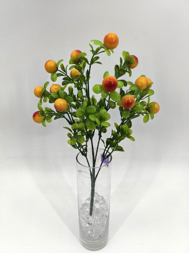 Artificial Buxux Bush w/Berries (Orange)