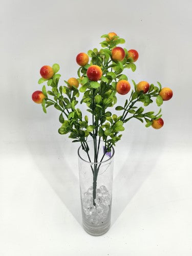 Artificial Buxux Bush w/Berries (Orange)