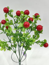 Artificial Buxux Bush w/Berries (Red)