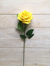 Artificial Single velvet Diamond Rose Stem (Yellow)