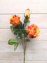 Artificial Large Sophia Rose Spray (Orange)
