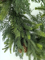Artificial Mixed Real Touch Pine Garland with Cones (180cm)