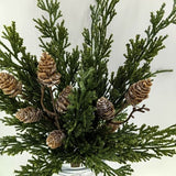 Artificial Real Touch Cypress Pine Spray with Cones X 3 (21")