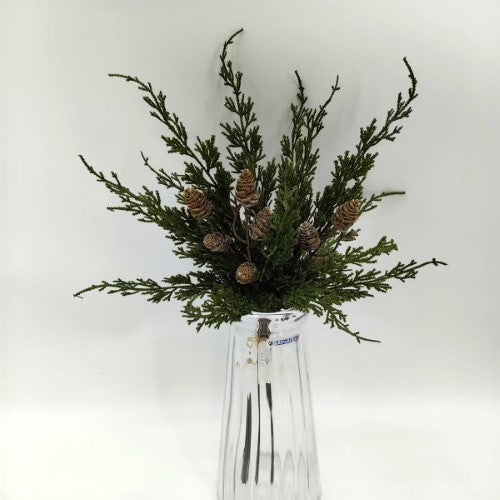 Artificial Real Touch Cypress Pine Spray with Cones X 3 (21")