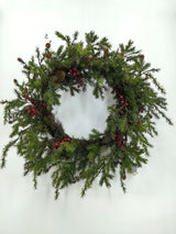 Artificial Deluxe Juniper Pine Wreath with Pinecones & Berries (36")