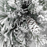 Snowy Mixed Pine Garland with Pinecone & 100 LED Lights & 150 Tips - 6'