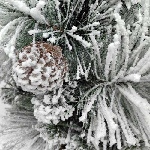 Snowy Mixed Pine Garland with Pinecone & 100 LED Lights & 150 Tips - 6'