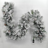 Snowy Mixed Pine Garland with Pinecone & 100 LED Lights & 150 Tips - 6'