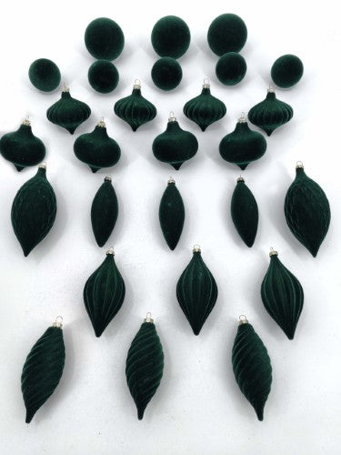 Christmas Ornament - Velvet Balls Trimming Pack of 27 (Green)