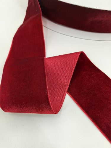 Christmas Ribbon - 5cm x 50 Yards Velvet (Dark Red)