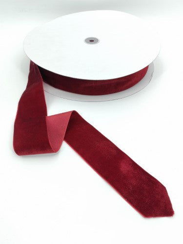 Christmas Ribbon - 5cm x 50 Yards Velvet (Dark Red)