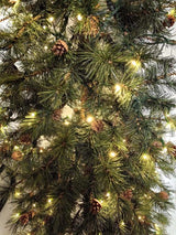 Needle Pine Christmas Tree with Cones & 200 LED Lights - 6'