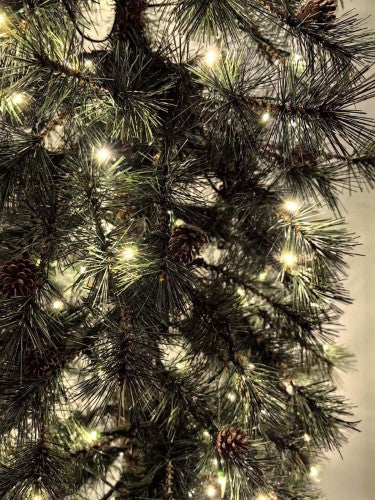 Needle Pine Christmas Tree with Cones & 200 LED Lights - 6'