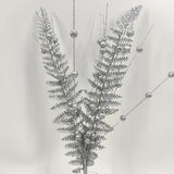 Artificial Glitter Fern Spray (Silver)