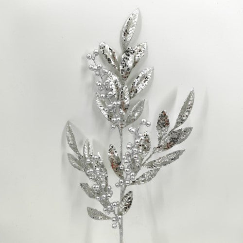 Artificial Matanic Bay Leaf Spray (Silver)