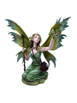 Ornament - Green Garden Fairy with Dragon and Wand (39 x 18 x 34cm)