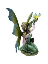 Ornament - Green Garden Fairy with Dragon and Wand (39 x 18 x 34cm)