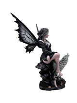 Ornament - Black Fairy With Howling Wolf (22 x 25 x 34.5cm)