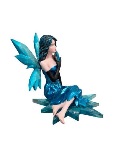 Ornament - Blue Crystal Heart Fairy (10 x 10 x 8.5cm)