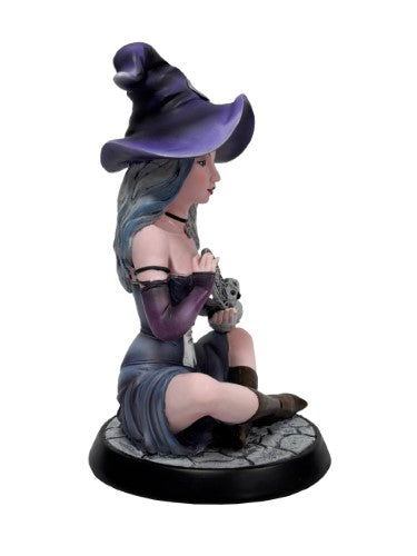 Ornament - Purple Witch With Pentagram and Owl (9 x 11 x 15.5cm)