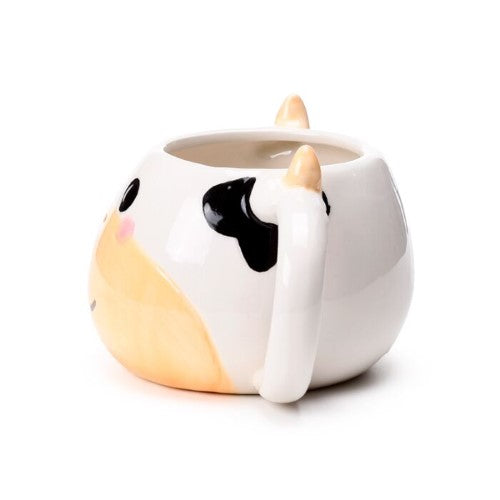 Ceramic Shaped Mug - Black and White Cow Head  (450ml)