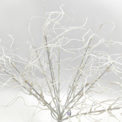 Glitter Twisted Willow Bush (White)