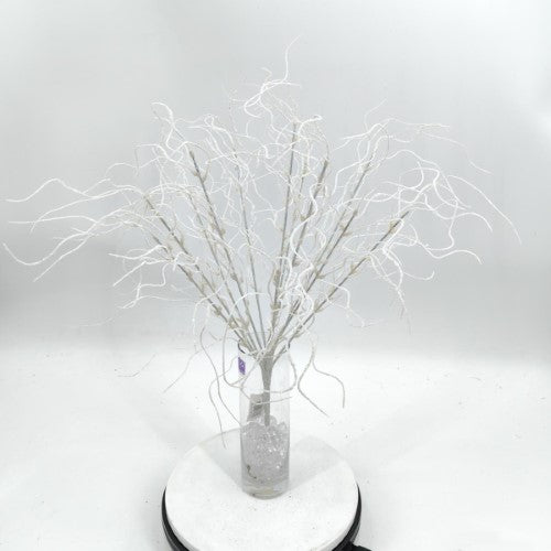 Glitter Twisted Willow Bush (White)
