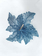 Artificial Poinsettia Head (Light Blue Glittered)