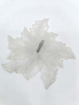 Artificial Poinsettia with Clip (Large White Glitter)