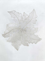 Artificial Poinsettia with Clip (Large White Glitter)