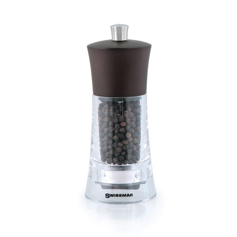 Swissmar Torre Acrylic With Wood Top Pepper Mill 15cm