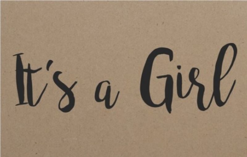 Pack of 50 rustic brown kraft florist cards saying 'It's a Girl', perfect for baby showers and floral arrangements.