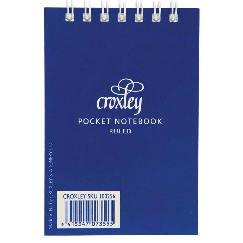 Croxley Notebook Pocket Top Opening 76x111mm Blue Cover 50 Leaf