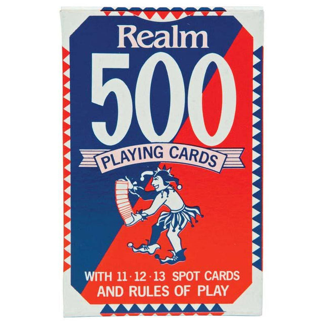 Realm Playing Cards 500 Pack in vibrant red, perfect for family games, poker, and educational activities.